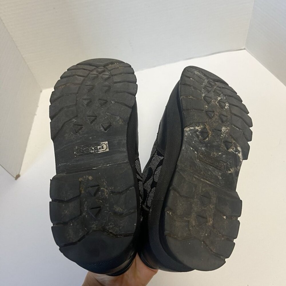 VTG Coach Women’s 7.5 Black Leather Monogram Hiking‎ Boots Chunky Gorpcore Y2K - Picture 9 of 11